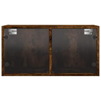 Wandschrank mit Glastüren Räuchereiche 68,5x37x35 cm
