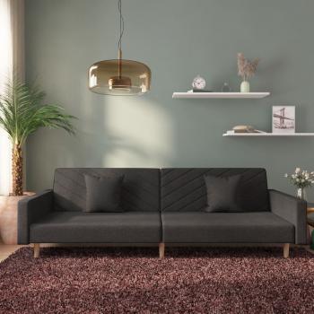 ARDEBO.de - Schlafsofa 2-Sitzer mit 2 Kissen Schwarz Stoff