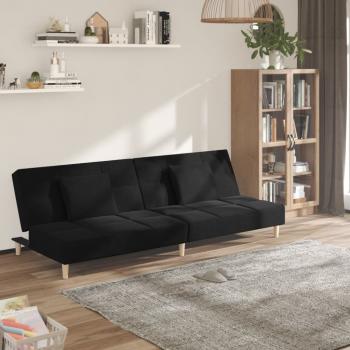 ARDEBO.de - Schlafsofa 2-Sitzer mit 2 Kissen Schwarz Stoff