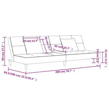 Schlafsofa 2-Sitzer mit 2 Kissen Schwarz Stoff