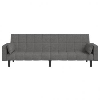 Schlafsofa 2-Sitzer mit 2 Kissen Hellgrau Stoff