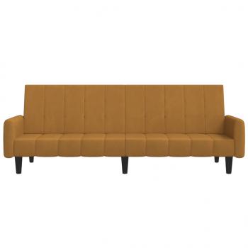 Schlafsofa 2-Sitzer Braun Samt