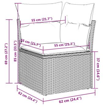 5-tlg. Garten-Sofagarnitur mit Kissen Beige Poly Rattan