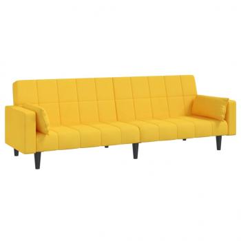 Schlafsofa 2-Sitzer mit 2 Kissen Gelb Stoff