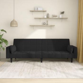 ARDEBO.de - Schlafsofa 2-Sitzer mit 2 Kissen Schwarz Samt