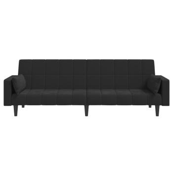 Schlafsofa 2-Sitzer mit 2 Kissen Schwarz Samt