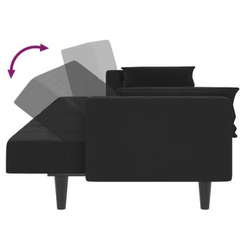 Schlafsofa 2-Sitzer mit 2 Kissen Schwarz Samt