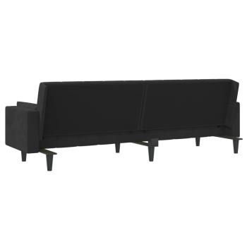 Schlafsofa 2-Sitzer mit 2 Kissen Schwarz Samt