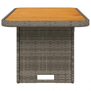 Gartentisch Grau 90x55x71 cm Poly Rattan und Akazienholz