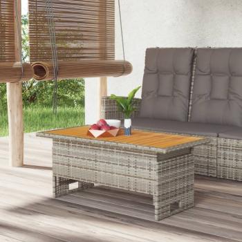 ARDEBO.de - Gartentisch Grau 100x50x43/63 cm Akazienholz & Poly Rattan