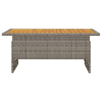Gartentisch Grau 100x50x43/63 cm Akazienholz & Poly Rattan