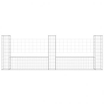 Gabionenkorb U-Form mit 3 Säulen Eisen 260x20x100 cm