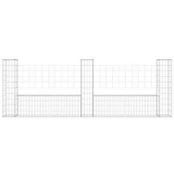 Gabionenkorb U-Form mit 3 Säulen Eisen 260x20x100 cm