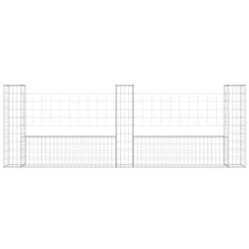 Gabionenkorb U-Form mit 3 Säulen Eisen 260x20x100 cm
