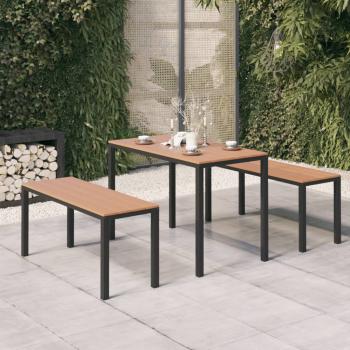 ARDEBO.de - 3-tlg. Garten-Essgruppe Stahl und WPC Braun und Schwarz