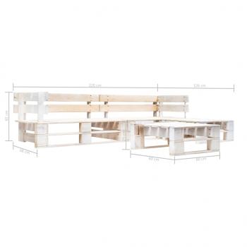 4-tlg. Garten-Paletten-Sofagarnitur Holz Weiß