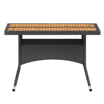 5-tlg. Garten-Essgruppe Poly Rattan & Massivholz Akazie Schwarz