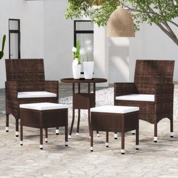 ARDEBO.de - 5-tlg. Garten-Lounge-Set Poly Rattan Braun