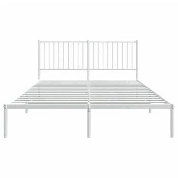 Bettgestell mit Kopfteil Metall Weiß 150x200 cm