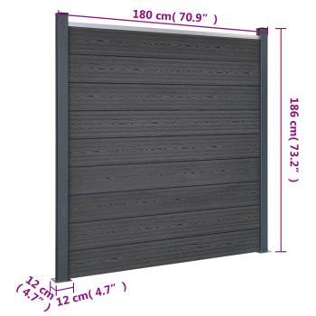 Zaunelement-Set Grau 872x186 cm WPC