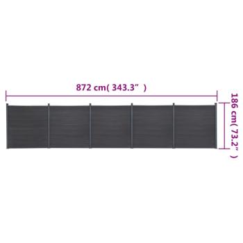 Zaunelement-Set Grau 872x186 cm WPC