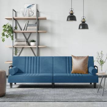 ARDEBO.de - Schlafsofa mit Armlehnen Blau Samt