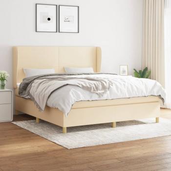 ARDEBO.de - Boxspringbett mit Matratze Creme 180x200 cm Stoff