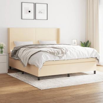 ARDEBO.de - Boxspringbett mit Matratze Creme 180x200 cm Stoff