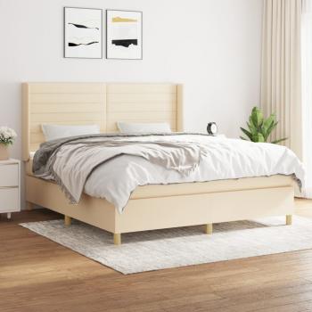 ARDEBO.de - Boxspringbett mit Matratze Creme 180x200 cm Stoff