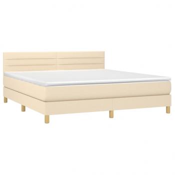 Boxspringbett mit Matratze & LED Creme 180x200 cm Stoff