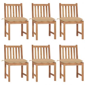 ARDEBO.de - Gartenstühle 6 Stk. mit Kissen Massivholz Teak