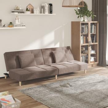 ARDEBO.de - Schlafsofa 2-Sitzer mit 2 Kissen Taupe Stoff