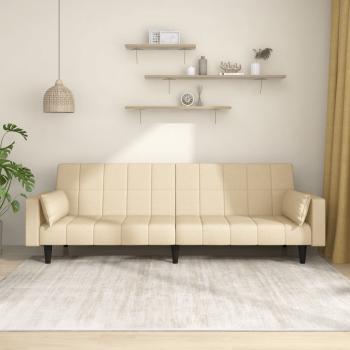 ARDEBO.de - Schlafsofa 2-Sitzer mit 2 Kissen Creme Stoff
