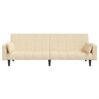 Schlafsofa 2-Sitzer mit 2 Kissen Creme Stoff