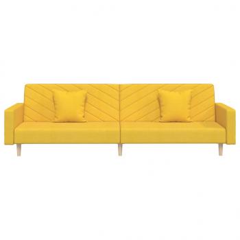 Schlafsofa 2-Sitzer mit 2 Kissen Gelb Stoff