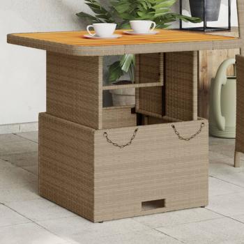 ARDEBO.de - Gartentisch Beige 80x80x71 cm Poly Rattan und Akazienholz
