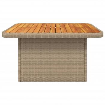 Gartentisch Beige 80x80x71 cm Poly Rattan und Akazienholz