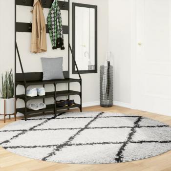 ARDEBO.de - Shaggy-Teppich PAMPLONA Hochflor Modern Creme Schwarz Ø 200 cm