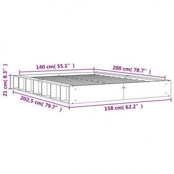 Massivholzbett ohne Matratze Wachsbraun 140x200 cm Kiefernholz