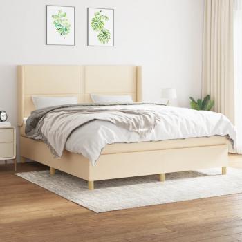 ARDEBO.de - Boxspringbett mit Matratze Creme 180x200 cm Stoff
