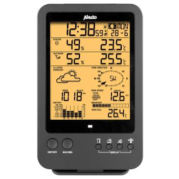 Professionelle Wetterstation mit Funksensor schwarz