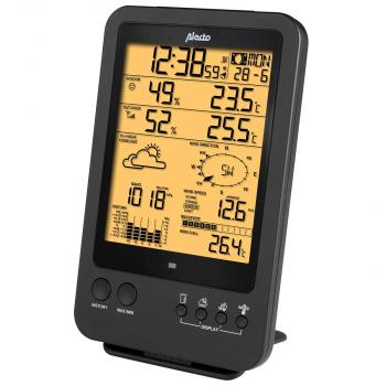 Professionelle Wetterstation mit Funksensor schwarz