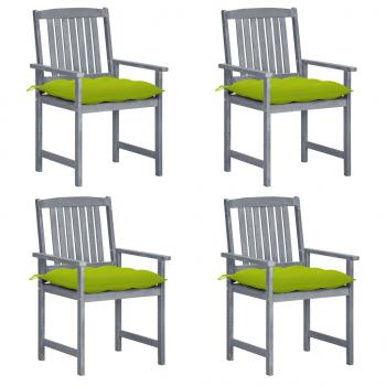 ARDEBO.de - Gartenstühle mit Kissen 4 Stk. Grau Massivholz Akazie