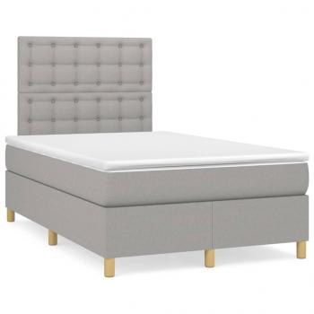 ARDEBO.de - Boxspringbett mit Matratze Hellgrau 120x190 cm Stoff
