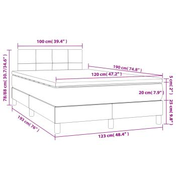 ARDEBO.de - Boxspringbett mit Matratze & LED Hellgrau 120x190 cm Stoff