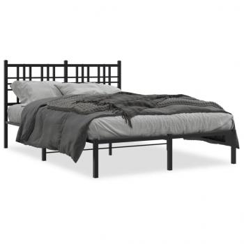 ARDEBO.de - Bettgestell mit Kopfteil Metall Schwarz 135x190 cm