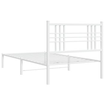 Bettgestell mit Kopfteil Metall Weiß 100x200 cm