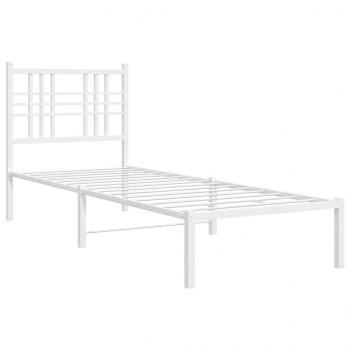 Bettgestell mit Kopfteil Metall Weiß 75x190 cm