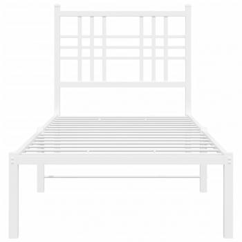 Bettgestell mit Kopfteil Metall Weiß 75x190 cm