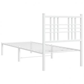 Bettgestell mit Kopfteil Metall Weiß 75x190 cm